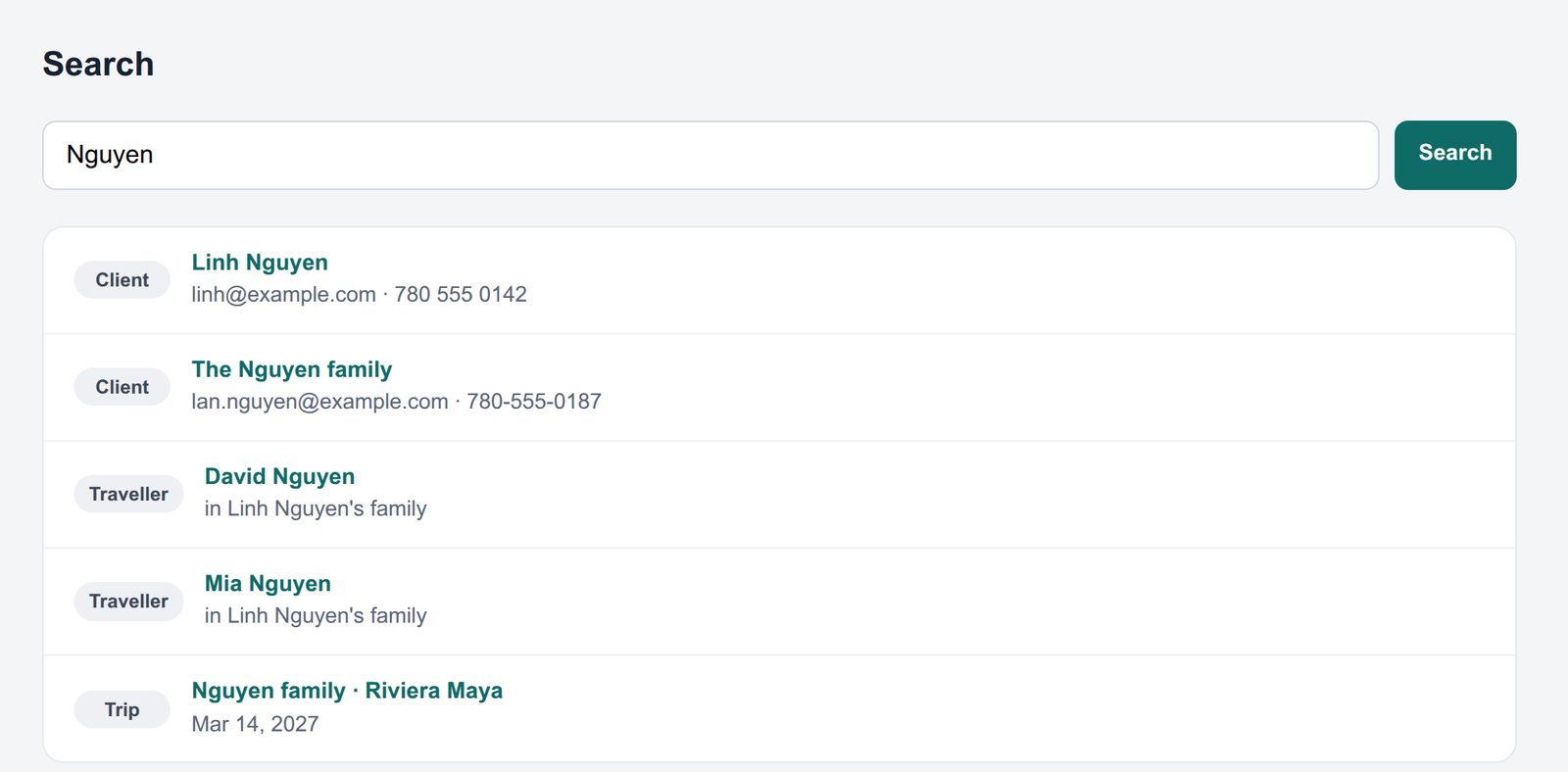 Searching for Nguyen finds the client, two family members and their Riviera Maya trip